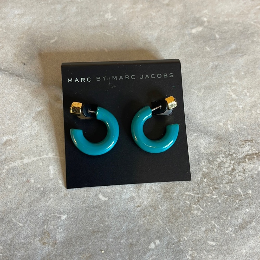 Teal Donut Loop Earrings by Marc Jacobs